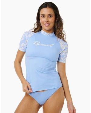 Rip Curl Rip Curl Pacific Coast Upf Short Sleeve Rash Vest - Blue