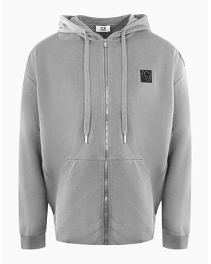 Iceberg Ice Small Block Logo Zip-Up Hoodie - Grey