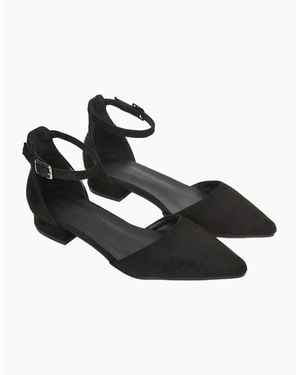 XY London Ladies Jenny Ankle Strap Low Heel Court Shoes - Black