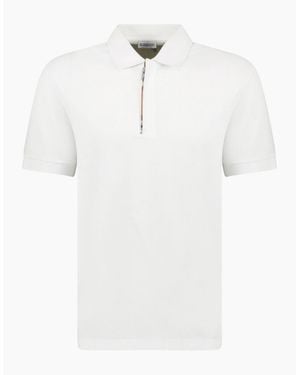 Burberry Hartford Zip Polo Shirt - White