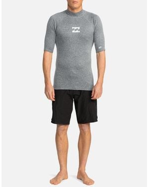 Billabong Waves All Day Short Sleeve Swim Swimming Rash Vest - Grey