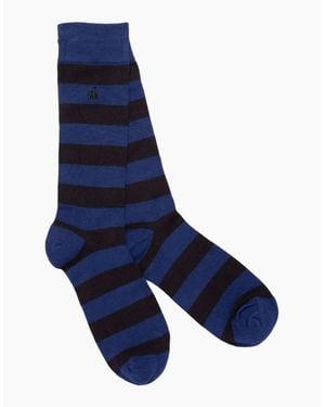 Swole Panda Socks Charcoal Stripe - Blue