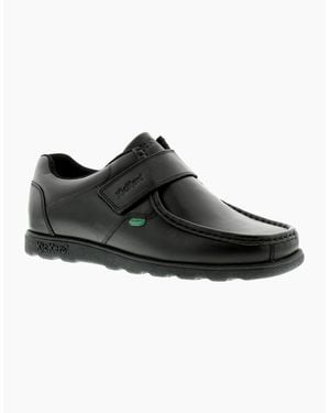 Kickers Shoes Work School Fragma Strap 3 Am Leather Uk Size - Black