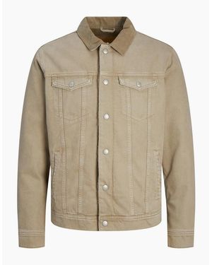 Jack & Jones Sherpa Denim Jacket With Front Pocket - Natural