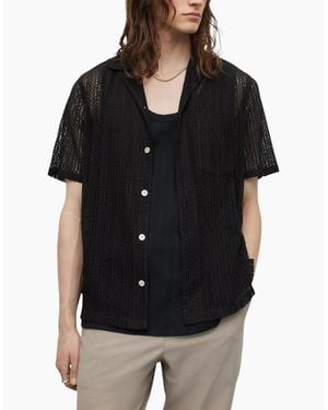 AllSaints All Saints Shirt Short Sleeve Summer Relaxed Fit Casual Holiday New Cotton - Black