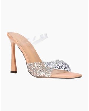 XY London Ladies Lois Rhinestone Perspex High Heel Sandals - Pink