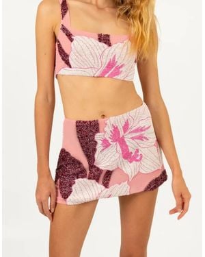 Oceanus Delilah Beaded Co-Ord Top X By Poppy - Red