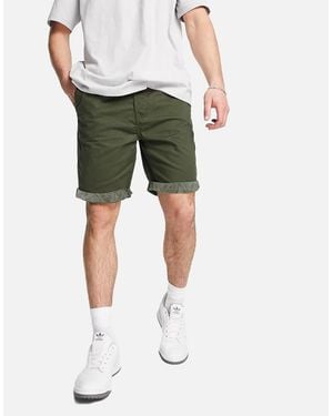 Threadbare Chino Shorts Cotton Knee Length Summer Bermuda Casual Shorts New - Green