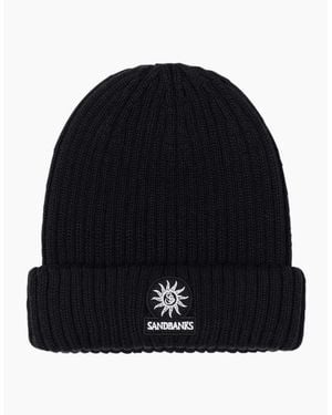 Sandbanks Merino Wool Ribbed Beanie - Blue