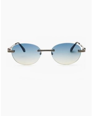 Palm Angels Crystal Rectangle Sunglasses - Blue