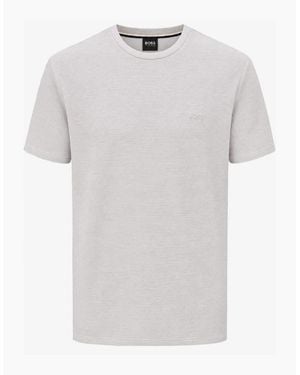 BOSS Rib Taupe T-Shirt - White