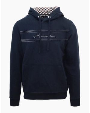 Aquascutum Hooded Neck Signature Print Sweatshirt - Blue