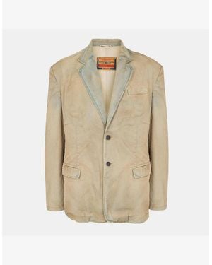 DIESEL Solid Patterned Denim Jacket - Natural