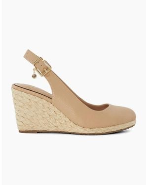 Dune Lo Cadies Textured High Heel Wedge Slingbacks - Natural
