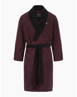 Lyle & Scott Shawl Neck Long Sleeve Robe - Red