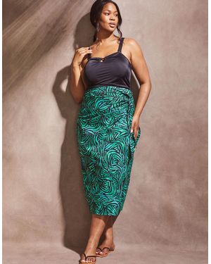 Live Unlimited London Abstract Sarong Skirt - Green