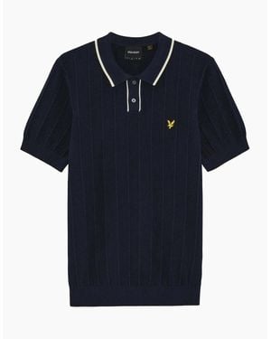 Lyle & Scott Lyle & Scott Pique Tipped Knitted Polo Shirt Dark - Blue