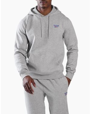 Reebok Id 2-Col Logo Hoodie Cotton Hooded Sweatshirt - Grey