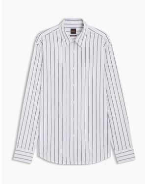 BOSS Button Down Collar Collared Neck Long Sleeve Shirt - White