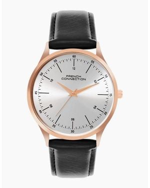 French Connection Connection Rose Case Round Shape Strap Quartz Watch - Grey