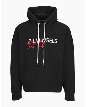 Palm Angels Embroidered Stars Logo Hoodie - Black