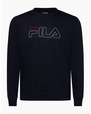 Fila Jude Logo Print Crew Neck Ribbed Collar Sweatshirt - Blue