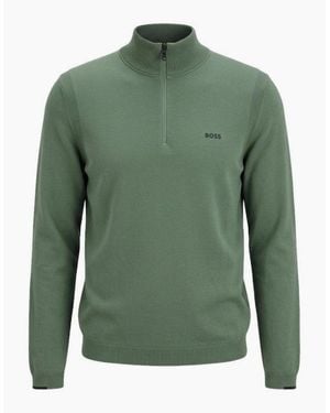 BOSS Boss Ever-X Zip Neck Jumper - Green