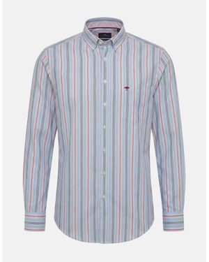 Fynch-Hatton Washed Oxford Stripe Shirt New Breeze - Blue