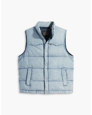 Levi's Levi's Western Snap Button Puffer Gilet With Pockets - Blue