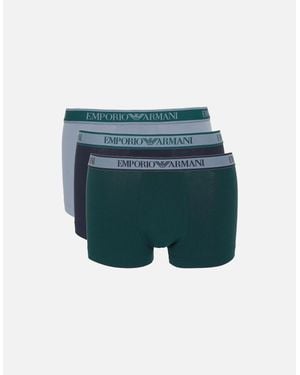 Emporio Armani 3-Pack Boxer Trunks, /Stone/Pine - Blue