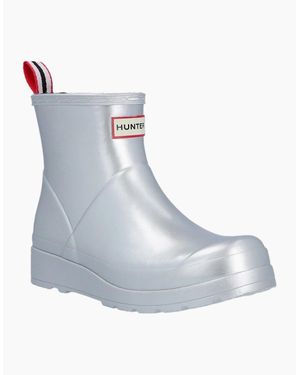 HUNTER Play Short Boot Metallic Rubber Wellington Boots - Blue
