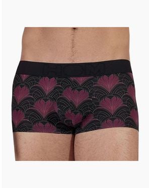 Hom Temptation Carlyle Floral Hearts Print Boxer Trunk, /Bordeaux - Black