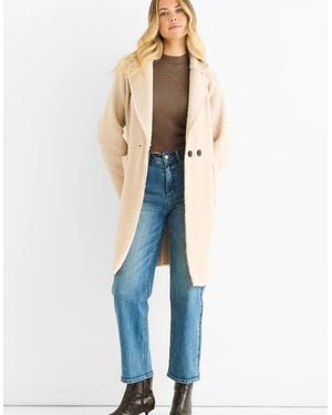Gini London Shearling Mid Length Double Breasted Jacket - Blue