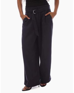 GANT Wide Cropped Belted Trousers - Blue