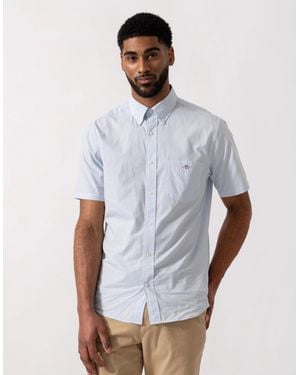 GANT Regular Fit Classic Poplin Gingham Short Sleeve Shirt - White