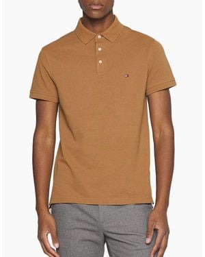 Tommy Hilfiger Polo Shirts Core 1985 Slim Fit Polo Cotton Golf T Shirts Nwt - Brown