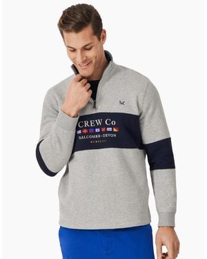 Crew Cut And Sew Graphic Half Zip Sweatshirt - Grey