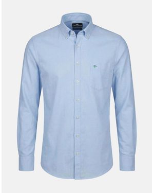 Fynch-Hatton Washed Oxford Solid Button Down Shirt Harbour - Blue