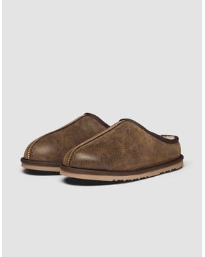 Oliver Sweeney Yaxley Leather Shearling Mule Slippers - Brown