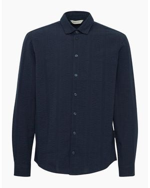 Casual Friday Thom Seersucker Ls Shirt - Blue