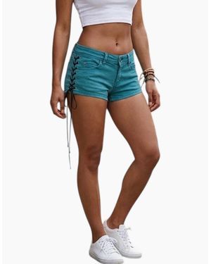 Just Cavalli Denim Shorts Regular Fit Party Ribbons Jeans - Blue