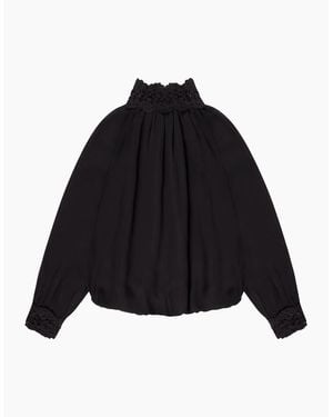 Ro&zo Lace Trim Bubble Hem Blouse - Black
