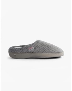 Totes Isotoner Popcorn Terry Mule Slippers - Grey