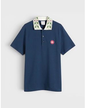 CASABLANCA Classic Laurel Pique Polo - Blue