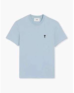 Ami Paris Ciel 'Ami De Coeur' Cotton T-Shirt - Blue