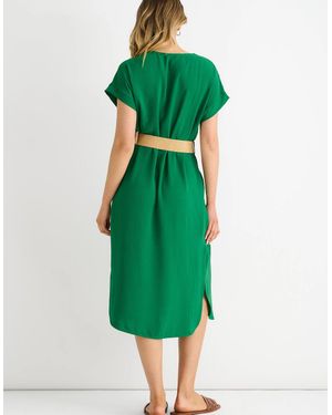Gini London Air Flow Belted Oversized Dress - Green