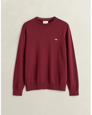 GANT Classic Cotton Shield Logo Crew Neck Jumper - Red