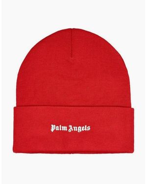 Palm Angels Logo Printed Beanie - Red
