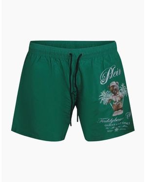 Philipp Plein Teddy Bear Club Logo Beach Shorts - Green