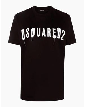 DSquared² Dripping Spray Logo T-Shirt - Black